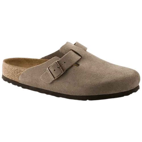 Birkenstock Boston Clog — Taupe Suede at Abraxas Shoes