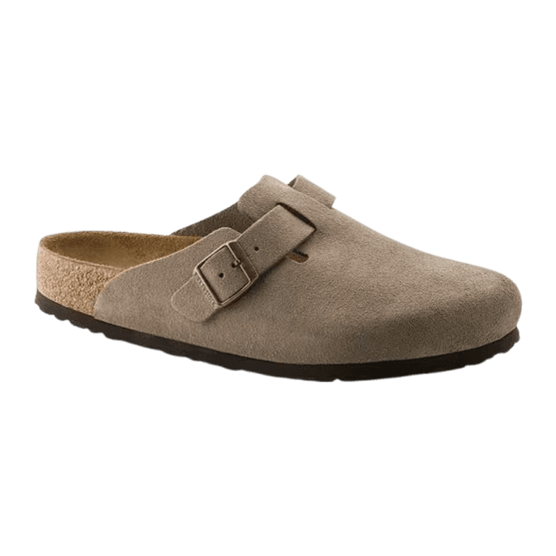 Birkenstock Boston Clog — Taupe Suede at Abraxas Shoes